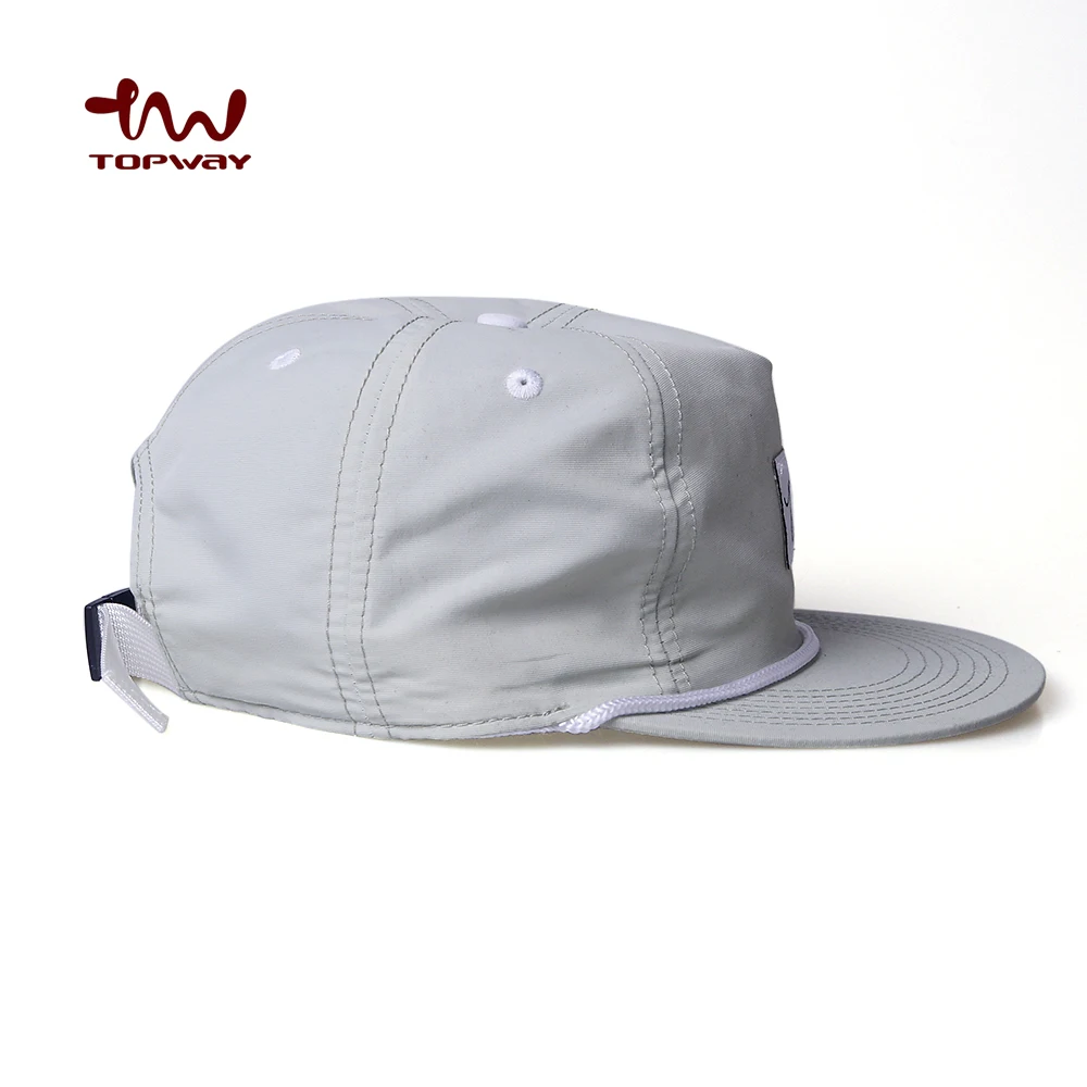 Custom Logo Quick Dry 5 Panel Flat Bill Snapback Cap Hats Manufacturer With Rope