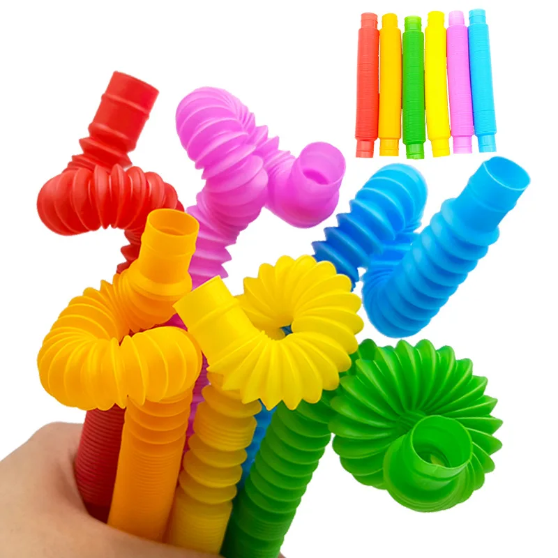 Mini Pop Tubes Sensory Toy for Adult Fidget Stress Relieve Toys Kid Autism Anti Stress Plastic Bellows Children Squeeze Toy