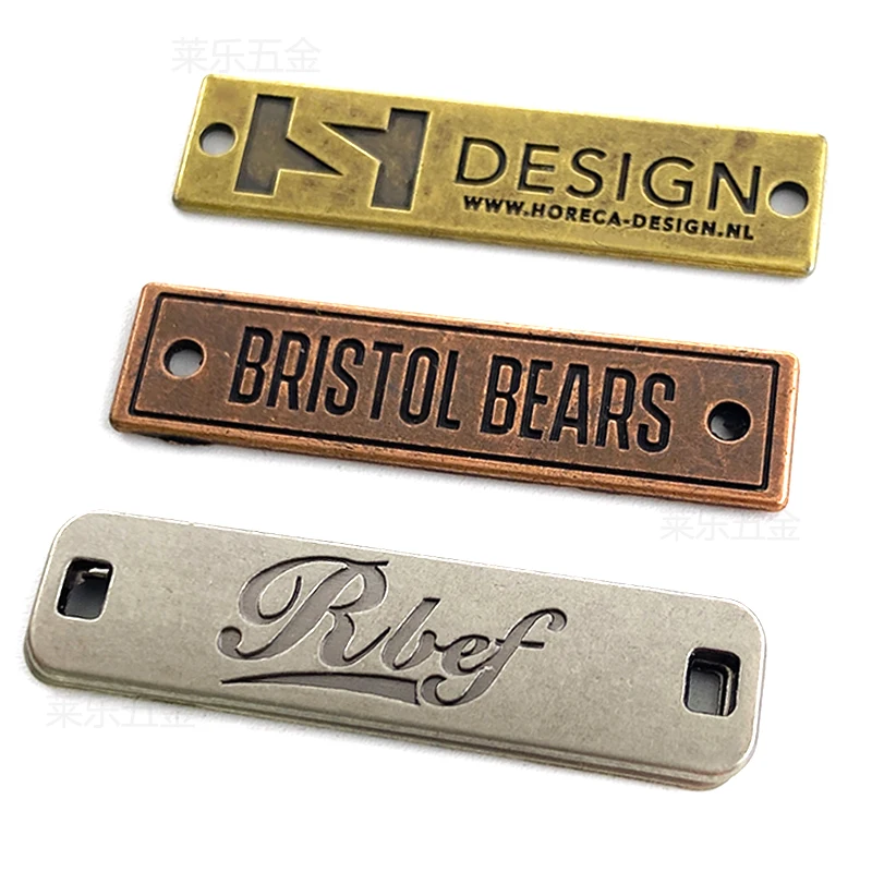 Oem Available Customized Material Stainless Steel Brass Iron Zinc Alloy Metal Brand Logo Name Label For Handbag