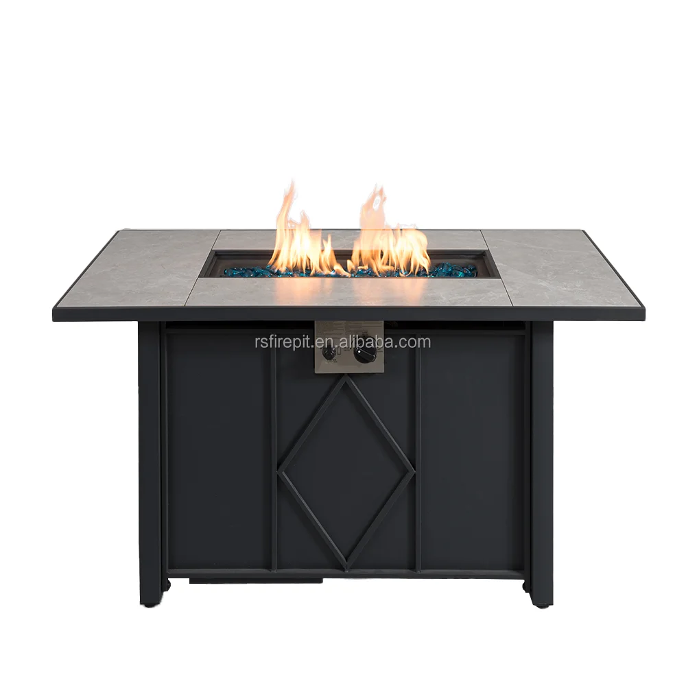 RS-R43003A 43-inch tile surface + iron plate in the middle of four square frame under gas stove outdoor gas fire pit