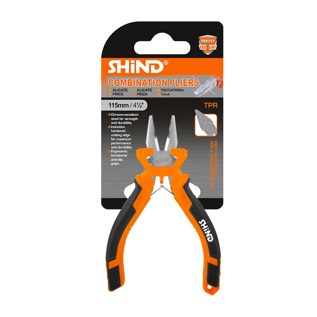 SHIND 94000 Mini Combination Pliers 4.5inch/115mm Multi-functional Labor-saving Hand Cutting Tools High Carbon Steel Material