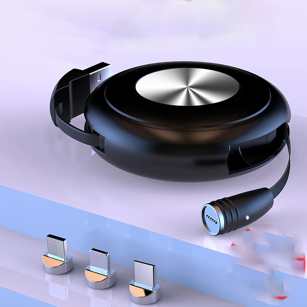  Инновационный Магнитный тянущийся кабель для передачи данных Android Micro USB 3 в 1 5A зарядный светодиодный индикатор LineA272