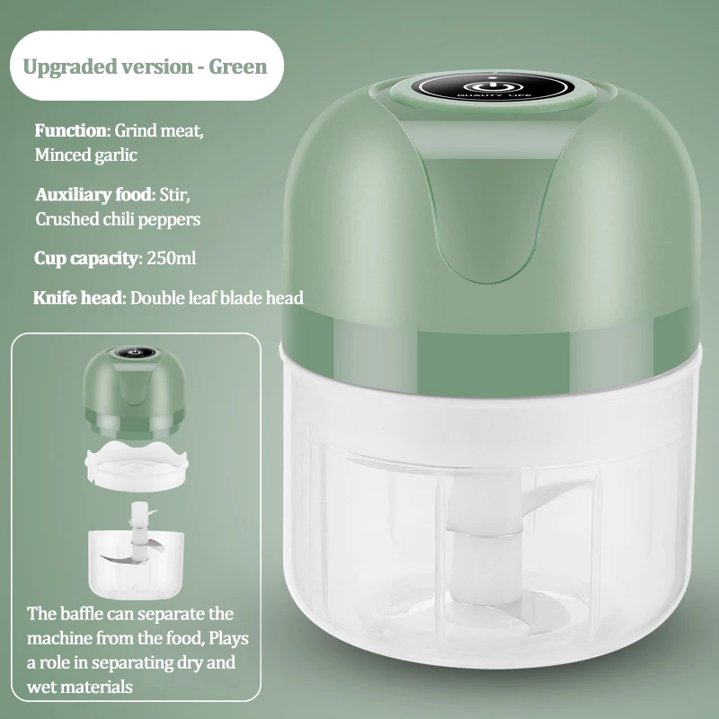 250 ML electric mini food Processor Wireless Portable Rechargeable Vegetable Processor Electric Mini Garlic Food Chopper