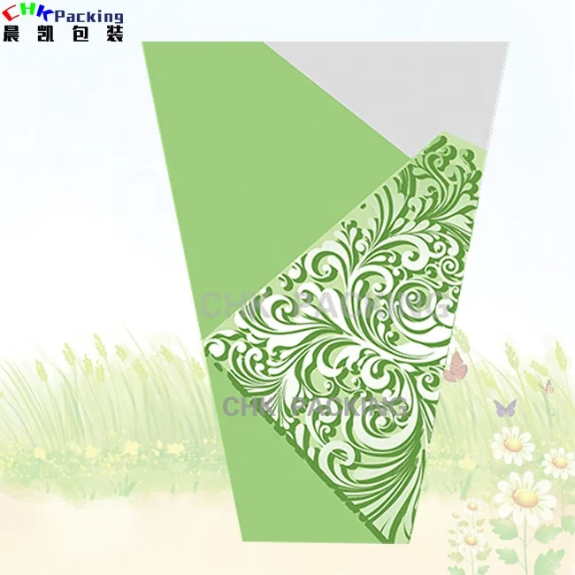 Y shape hibiscus flower bouquet pot double sleeves for cut blooming floral wrapping bag