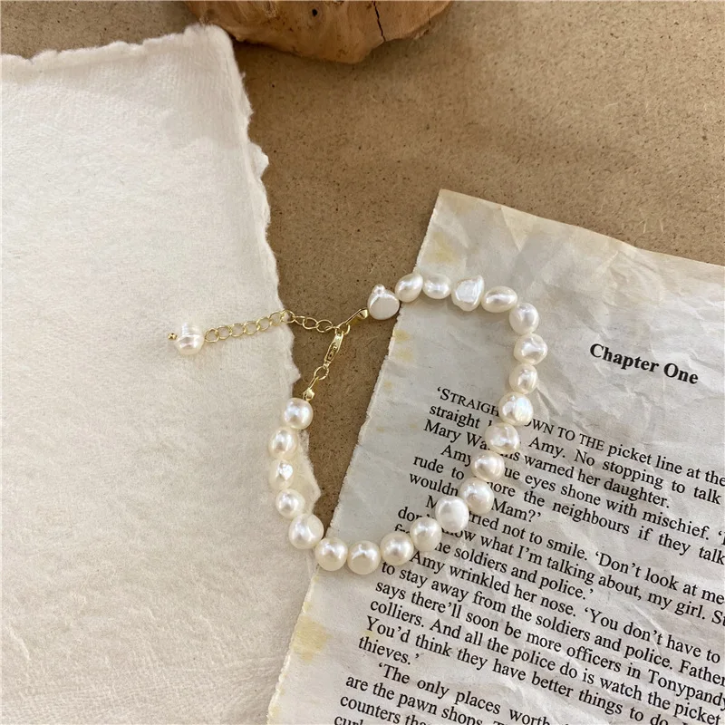 Handmade Buddha Gold Chain Choker Baroque Natural Freshwater Pearl Bracelet Necklace For Women As Mother Gift