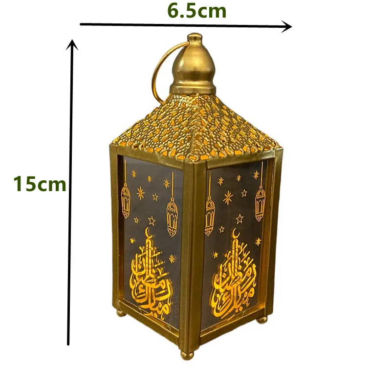 Dropshipping LED Iron Wind Lamp EID Ramadan Lantern Lamp Ornament Home Decoration Arabic Islam Muslim Ramadan Hanging Lanterns