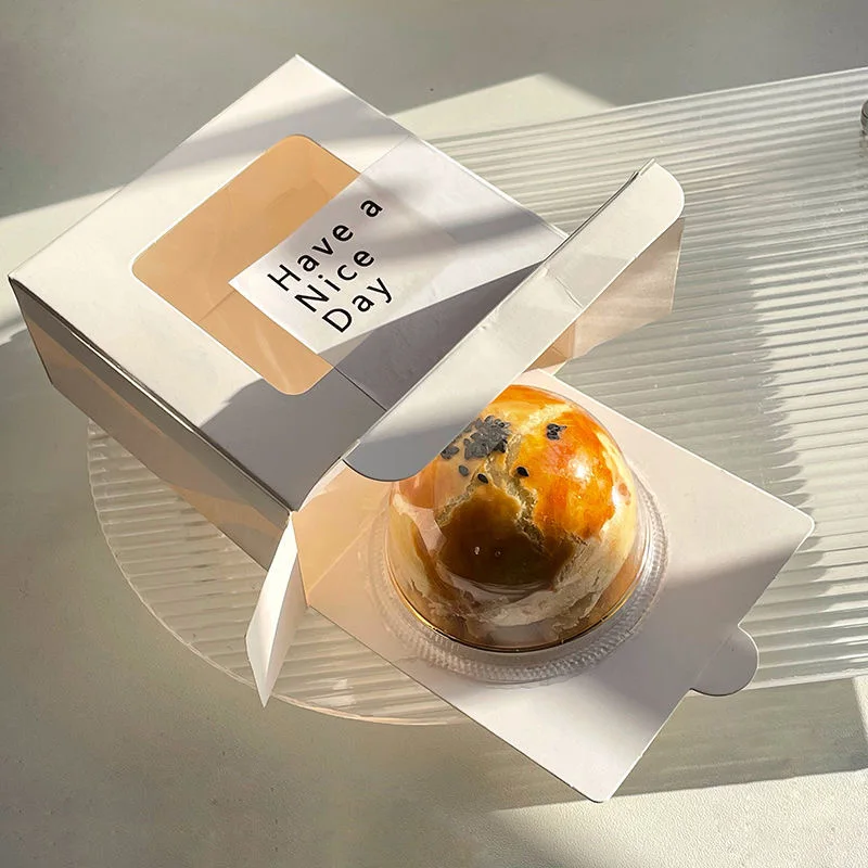 Custom Logo Transparent Cake Box with PVC Window Paper Cardboard Pastry Box For Food PVC Packaging Cake Boxes
