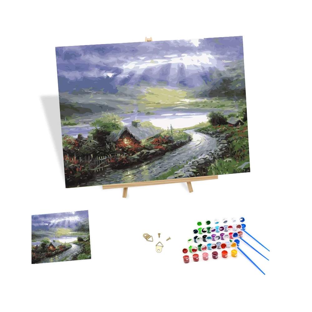 Картина по номерам, картина маслом, хижина Яманака, пейзаж «сделай сам», декоративные цифровые картины, рисование самостоятельно на холсте