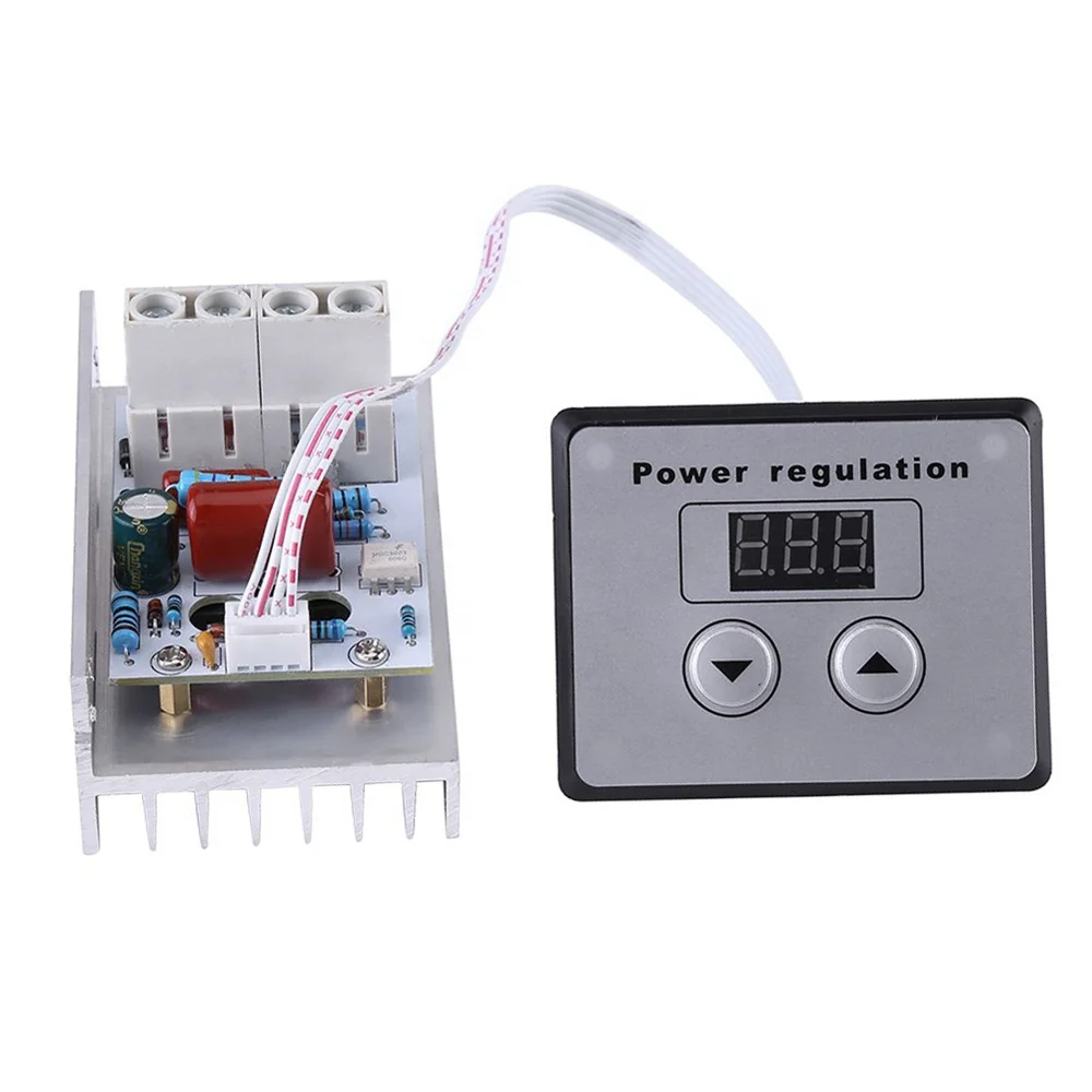 AC 220V 10000W 80A Digital Control SCR Electronic Voltage Regulator 10-220V Speed Control Dimmer Thermostat + Digital Meters