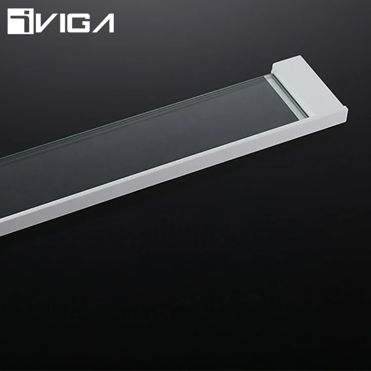 Top Selling Hotel Bathroom Accessories Square SS304 Single Layer Glass Shelf