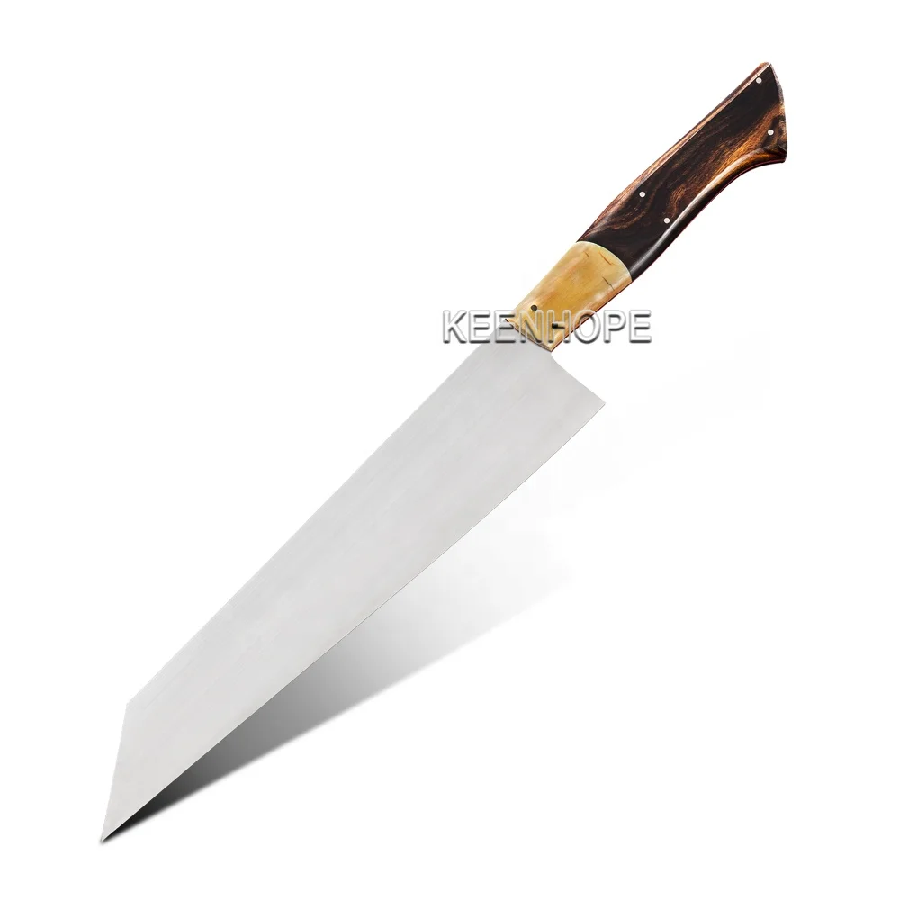 Luxury Sweden RWL34 Damascus Steel Mirror Surface Blade WIth Inlayed Wooly Stone USA Desert Ironwood 8 Inch Kiritsuke