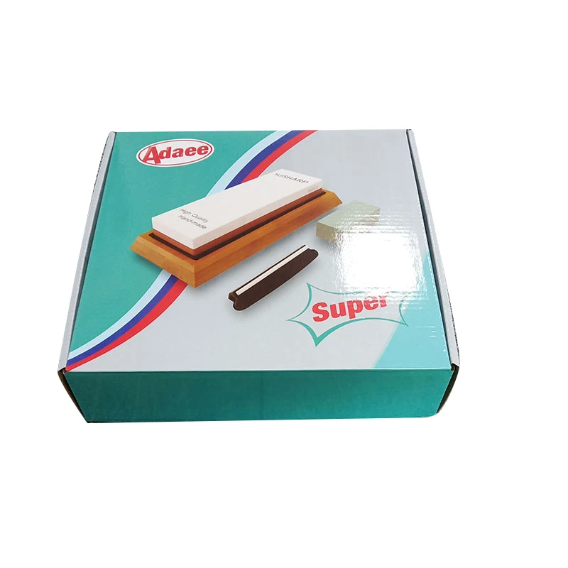 1000/6000 grit four-piece whetstone set Oil stone double sided with correction stone anti-skid bamboo base and angle guide