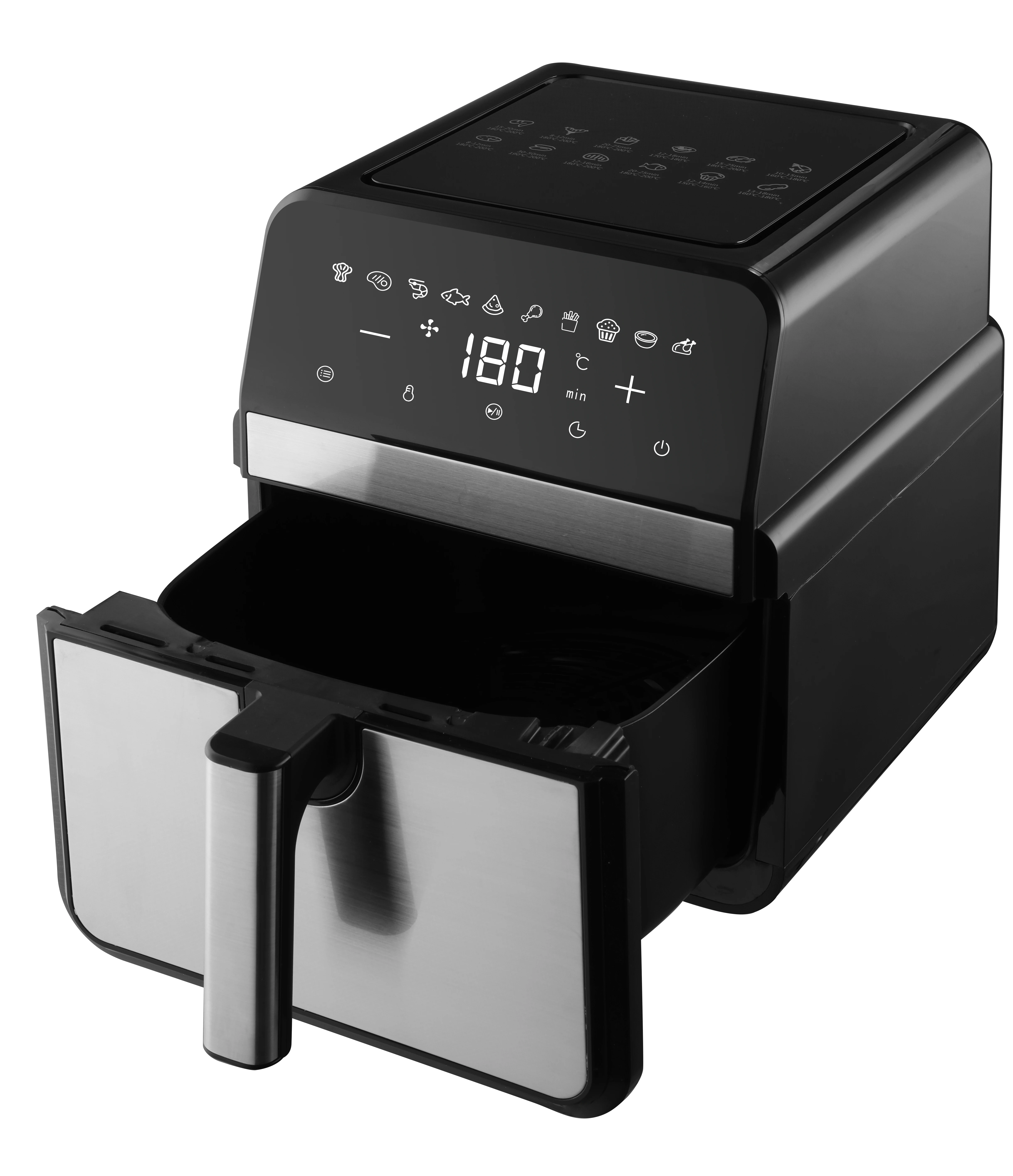 220-240 V 1800w Digital Air Fryer With 8l 10l Large Capacity And 8/10 Cooking Functions with two elements