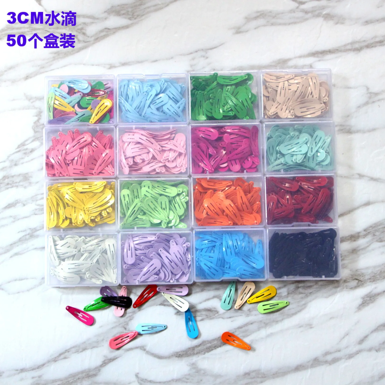 Manna 50Pcs/box 3cm Colorful Hair Accessories for Kids Cute Candy Color Mini BB Clip Bangs Clips