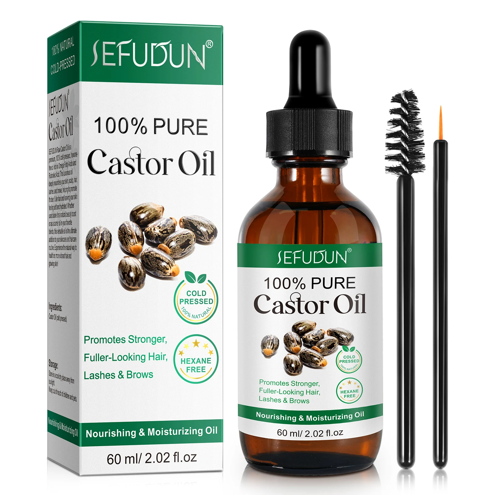 SEFUDUN Cold Pressed Pure Castor Oil Private Label Natural Organic Scalp Nourishing Stronger Hair Castor Oil For Hair Growth