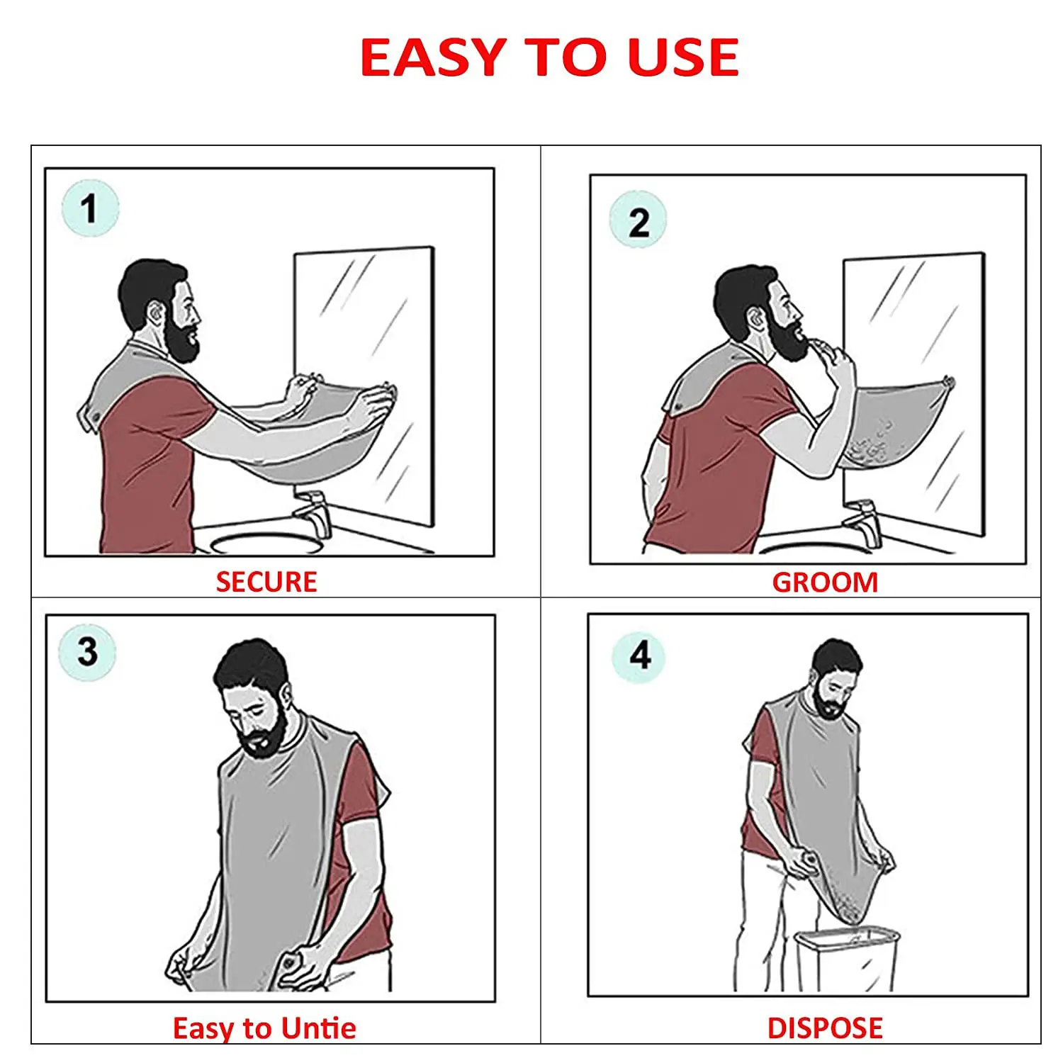 Factory Custom new male beard shaving apron care clean hair adult beard cape shave apron,shaving