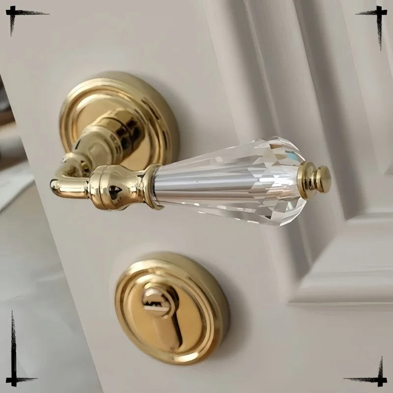 Italian handle hot selling Brass Door handle with Crystal Classical design hour glass shaped handgrip