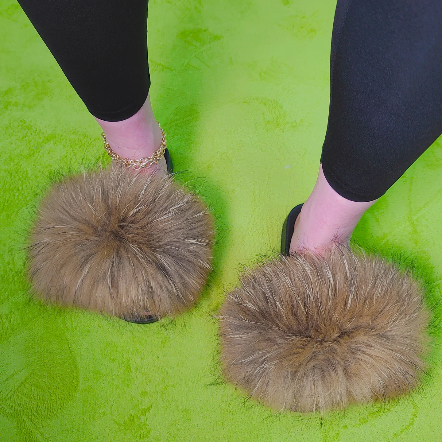 
Real Fox Fur Slippers Fur Slide Sandals Custom kids Fashion Fur Slides 