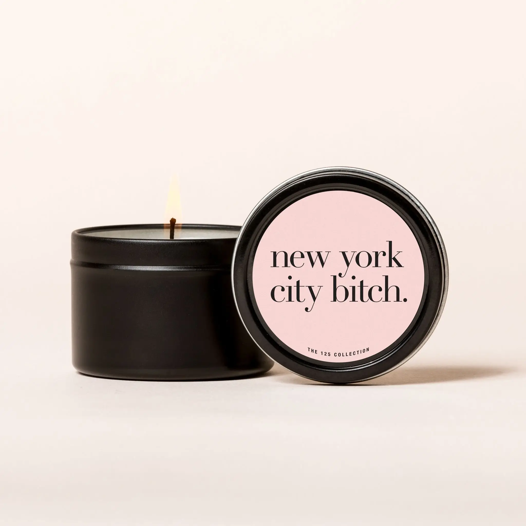 Empty seamless metal round 4 oz 5 oz 8 oz 16 oz rose gold travel printed black white candles soy wax scented tin candle cans set