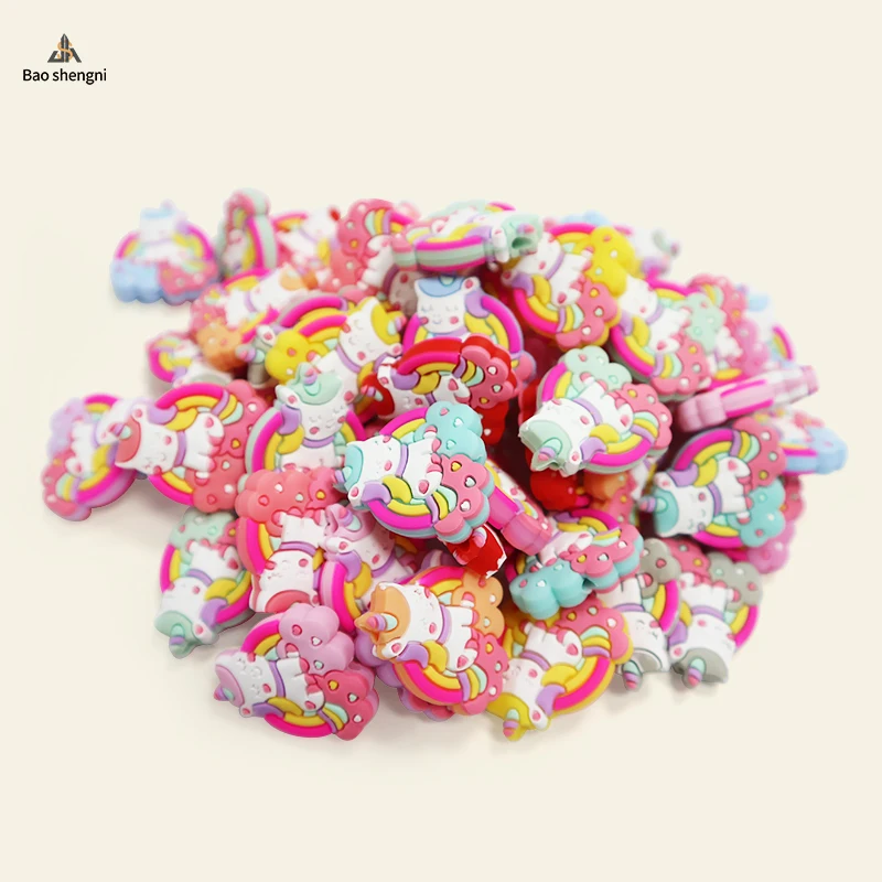 New Design Silicone cartoon Teether Beads for Pen Making Fashion Food Grade Baby Teeth Toys Silicone focal Beads DIY Bracelet Be