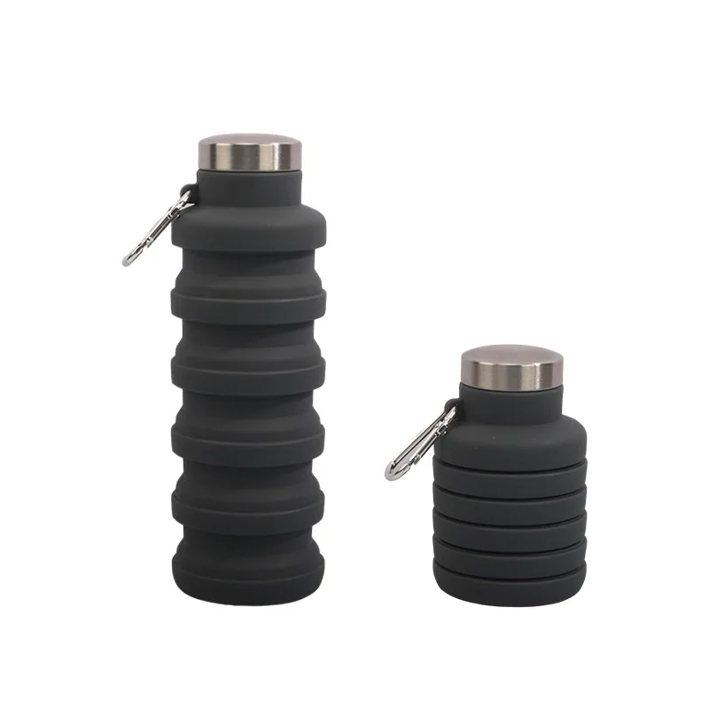 400ML 500ML 600ML High temperature resistant folding silicone water bottle Portable outdoor water cup promotion gift custom logo