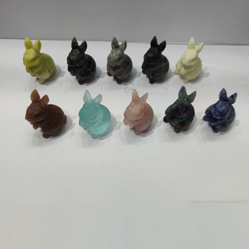 Wholesale Natural Quartz Folk Crafts Rabbit Crystal Carvings Animales  For Home Decoration