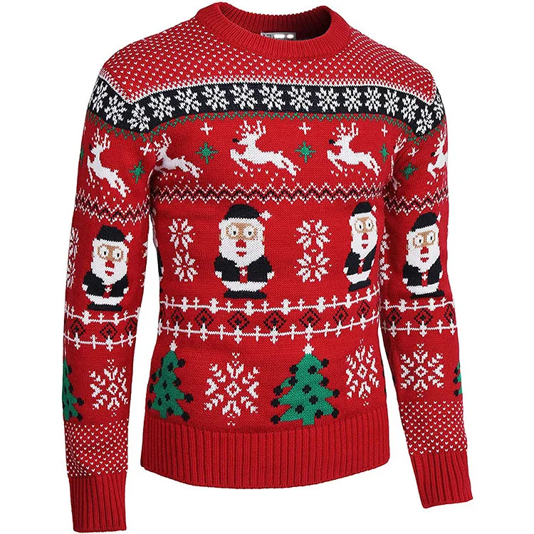 Custom Knitting Patterns Funny Long Sleeve Crew Neck Couple Family Ugly Christmas jumper pullover Xmas Sweater For men