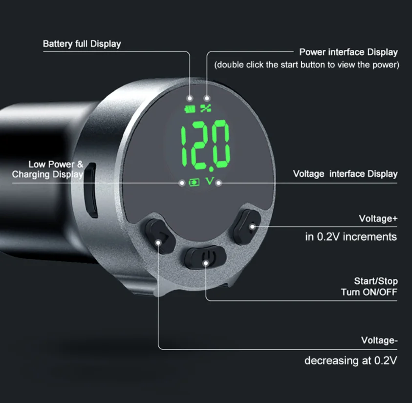 Wireless Tattoo Power Supply Portable Power Supply 1600mAh Rechargeable USB High Capacity Battery,RCA Connector,Rechargeable