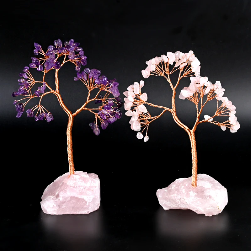 Wholesale Natural Healing Stone Fortune Money Tree Raw Stone Base Medium Crystal Tree For Fengshui