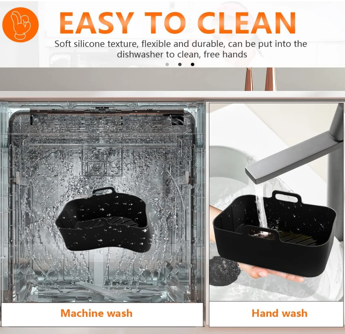 Amazon hot selling high quality kitchen cooking tool Durable Air Fryer Accessories Silicone Pot with Handle Non stick