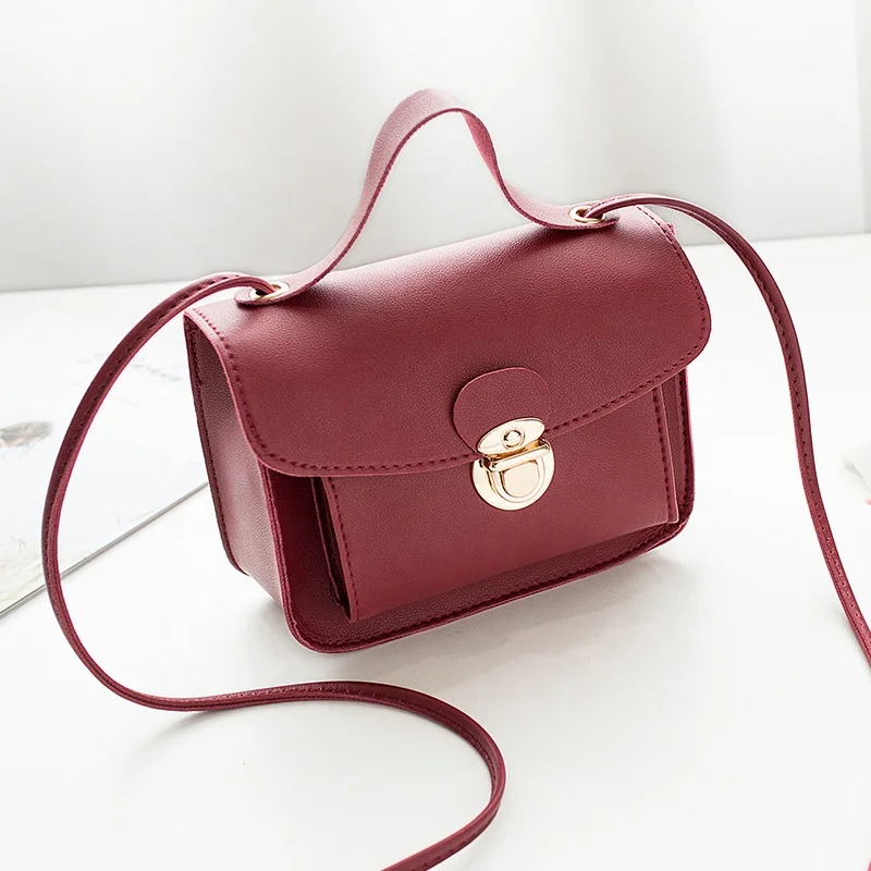 
hot fashion high quality elegant pu leather korean brand ladies minimalist cash purse Square cute mini crossbody bag 