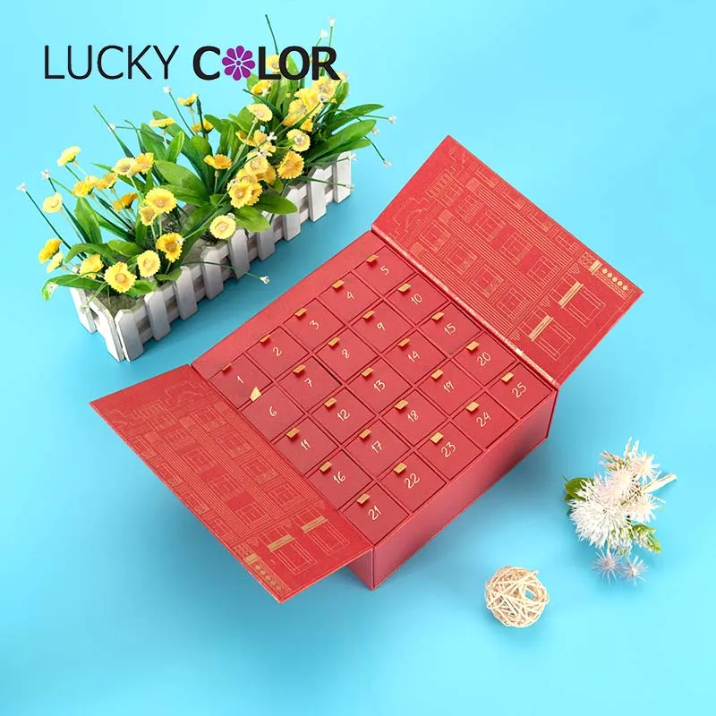Wholesale Hight Quality Advent Calendar Reusable Tough Economic Luxury Cardboard Durable Useful Kraft Paper Gift Packaging Box