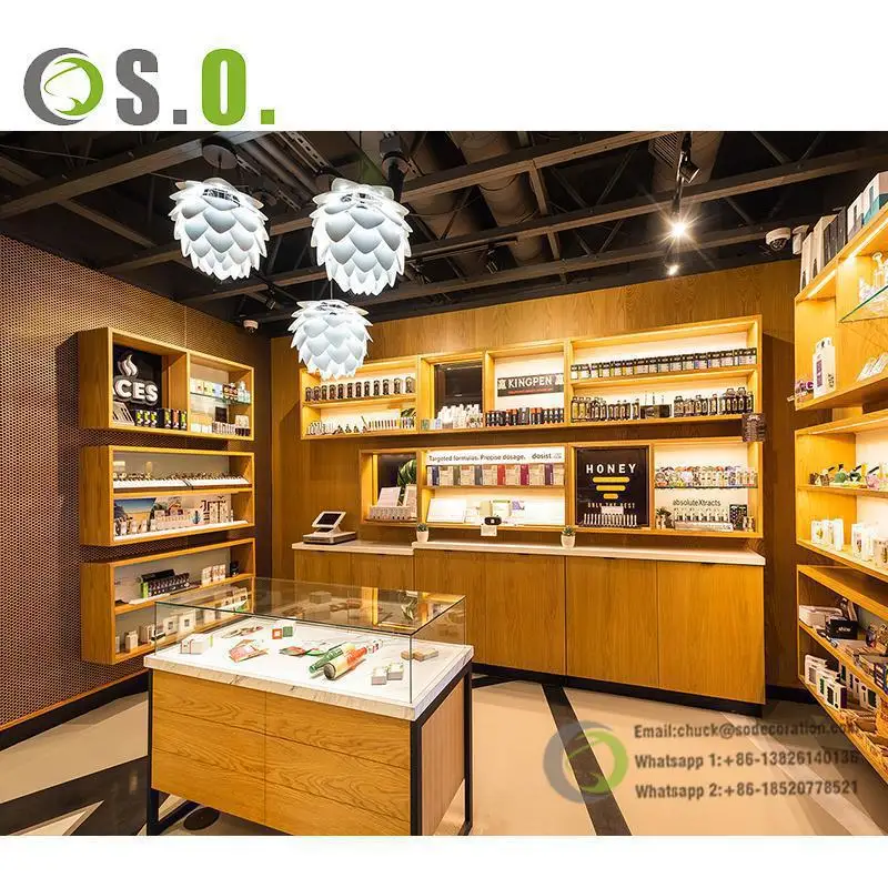 Cigar Shop Furniture Wooden Display Counter Smoke Shop Accessories Showcase Cabinet Tobacco Retail Shop Design