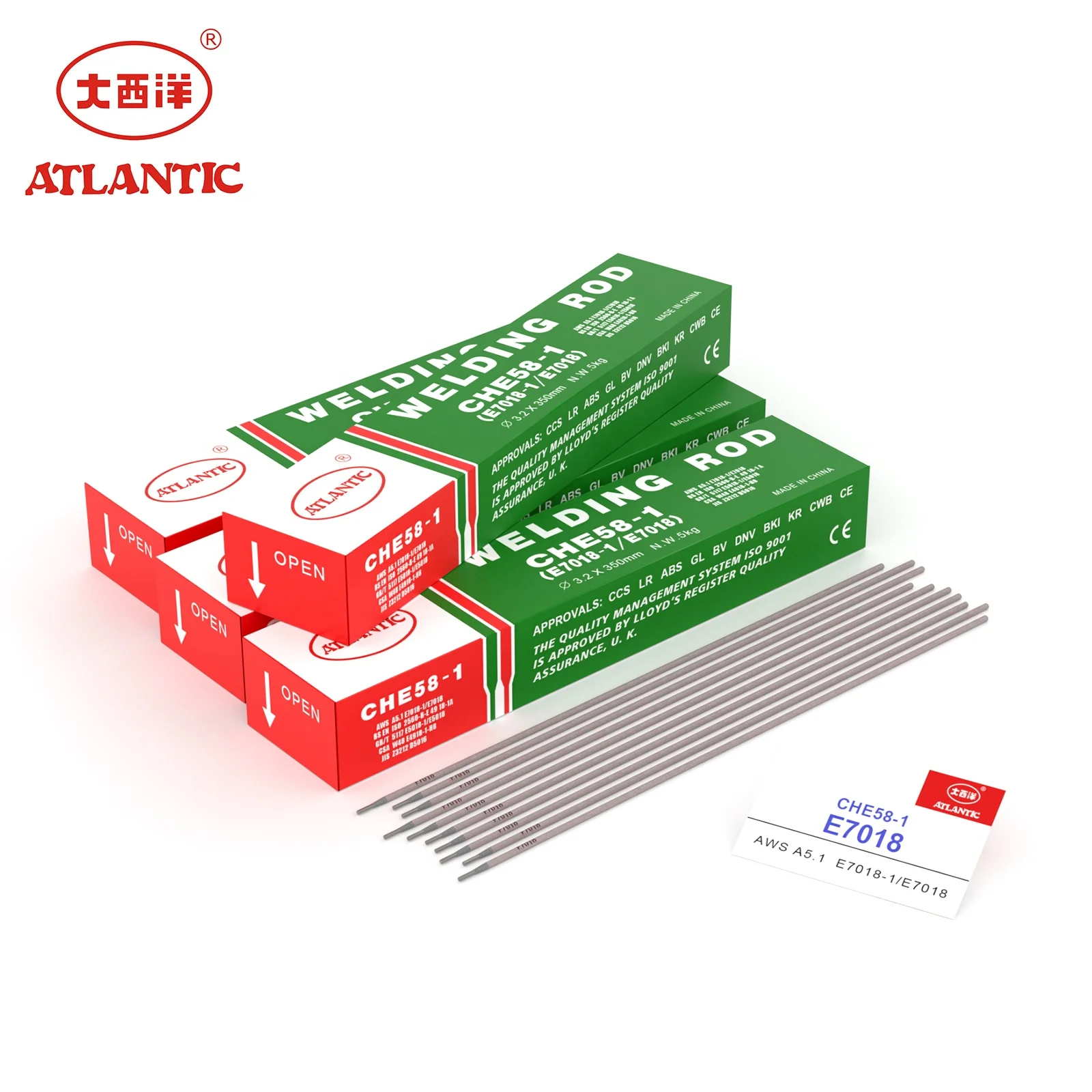 Высокопрочная сталь ATLANTIC OEM OBM ODM покрытая E7018-13.2mm сварочным стержнем AWS A5.1 CHE58 E7018