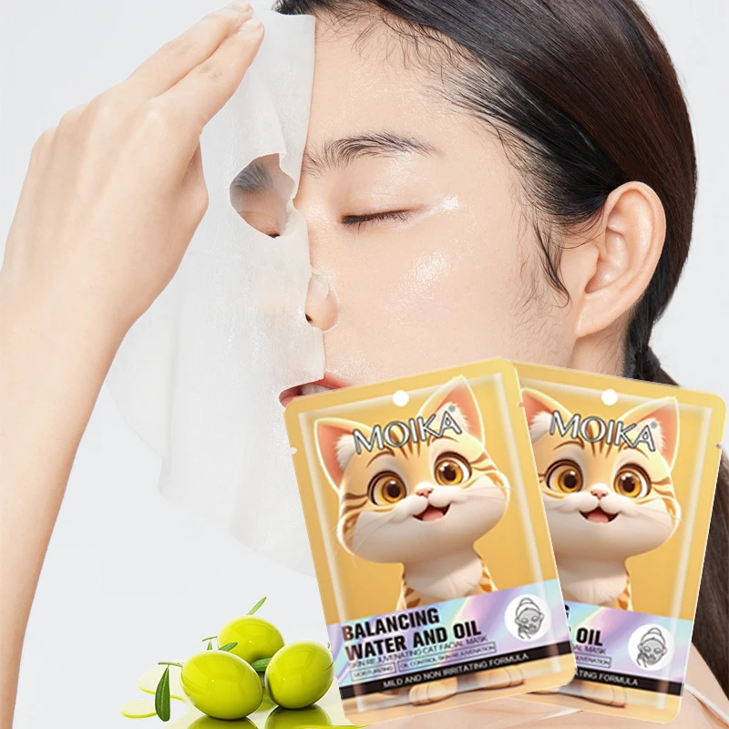 OEM Brand Brightening Hydrating Face Sheet Mask Balance Moisturizing Water Oil Control Cat Comfortable Animal Facial Mask