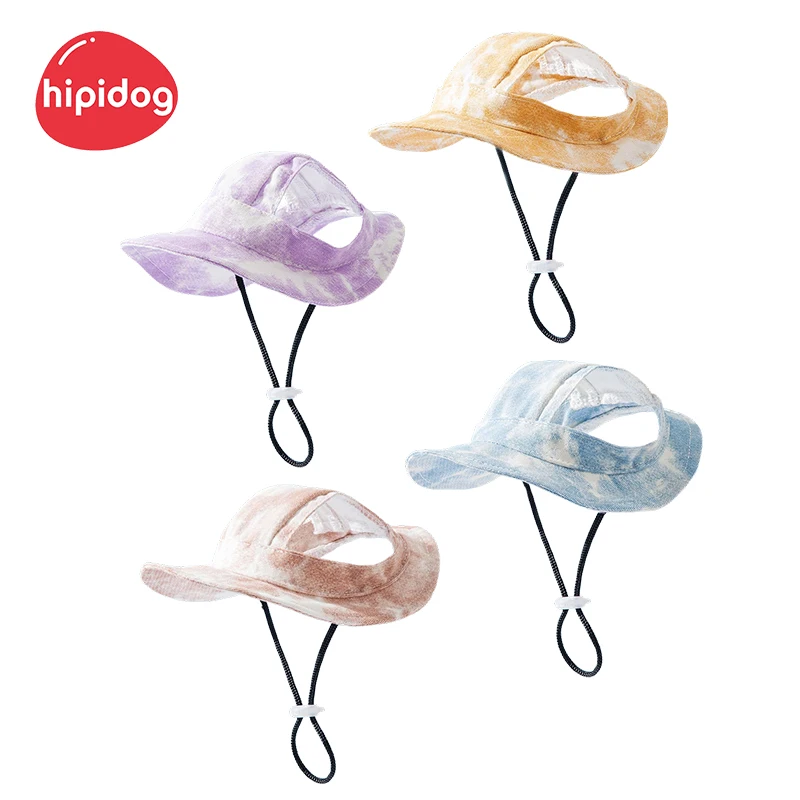 Hipidog Tie-dye Wholesale Pet Accessories Luxury Puppy Summer Hat Dog Hat for Dogs Eco Friendly Cute Colorful Canvas S M L Solid