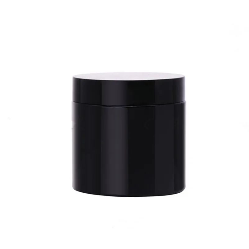 Double wall black 200ml 6oz wide mouth hair pomade PET plastic hair wax container plastic jar with black lids manufacturer