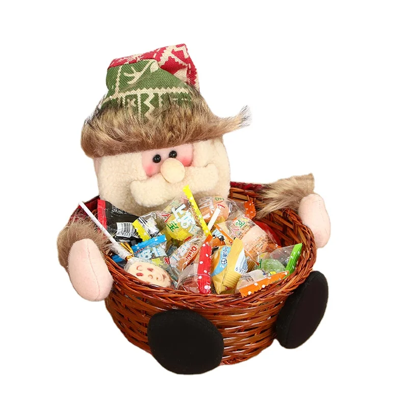 Linda Wholesale Mini Candy Jar Apple Bamboo Basket Ornaments For The Elderly Cute Doll Candy Family Decoration Gift