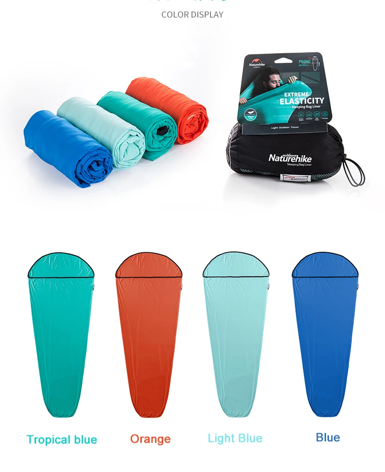 
 Туристический спальный мешок Naturehike, мягкий ультралегкий портативный мешок из высокоэластичного волокна, подкладка для отеля, на лето  