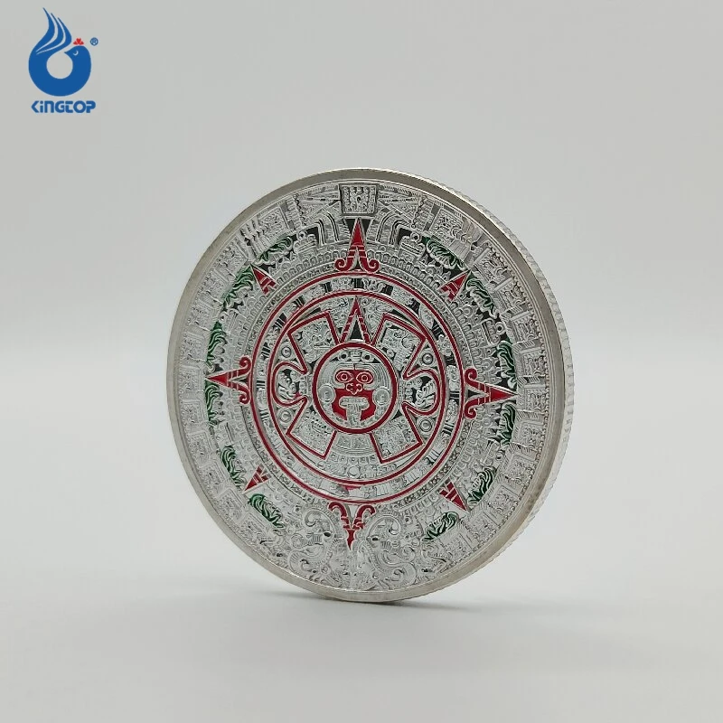 Mayan Coin Aztec Mexican Commemorative Time Coin Medals Sliver Plated Museums Antiques Tourist Attractions Dragon Coin
