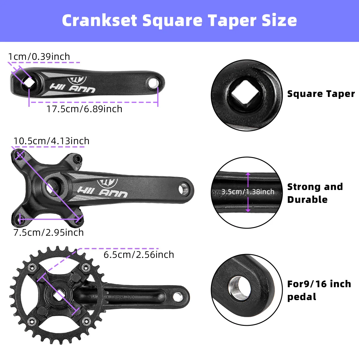 JOYSUN MTB Crankset 32-36T Ultralight Aluminum Alloy Crankset Mountain Bicycle Crank Set Bike Parts Mtb Cranks