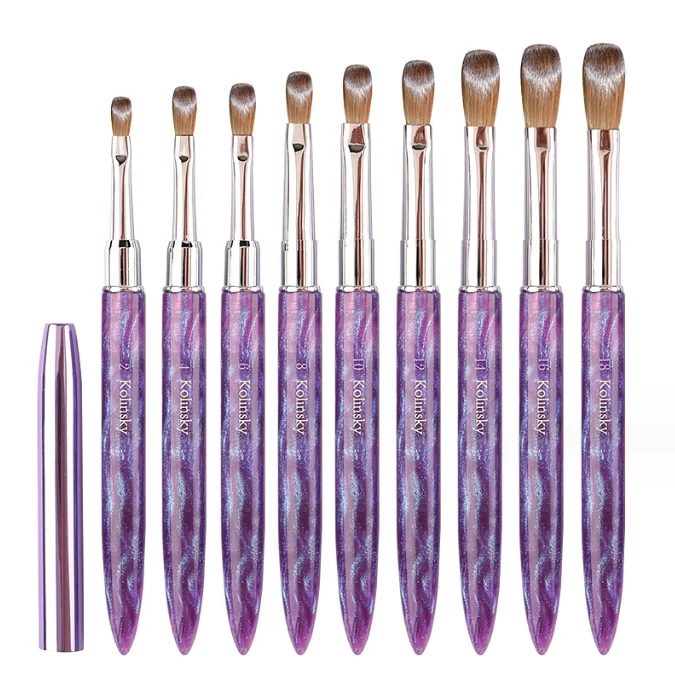 hot sale metal handle kolinsky hair nail brush luxury package acrylic nail art brush