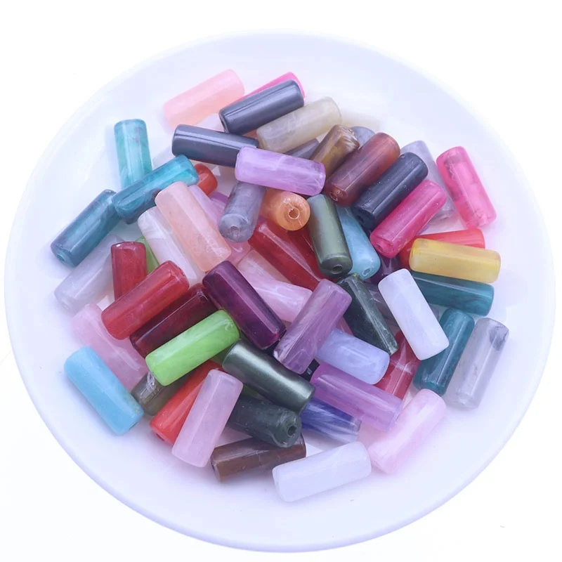 Wholesale 8x20mm Clouds Gemstone Column Fancy Lace Acrylic Beads for Making Jewelry Necklace Accessory