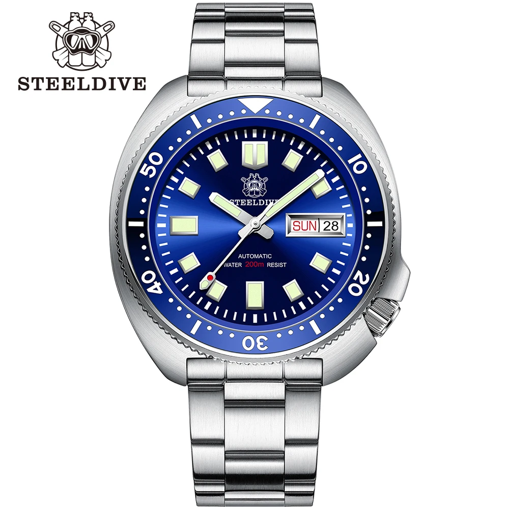 День и дата погружения часы! Бренд STEELDIVE SD1970W 200 м 20 АТМ Керамическая рамка сапфировое стекло автоматические 6105 часы для черепахи