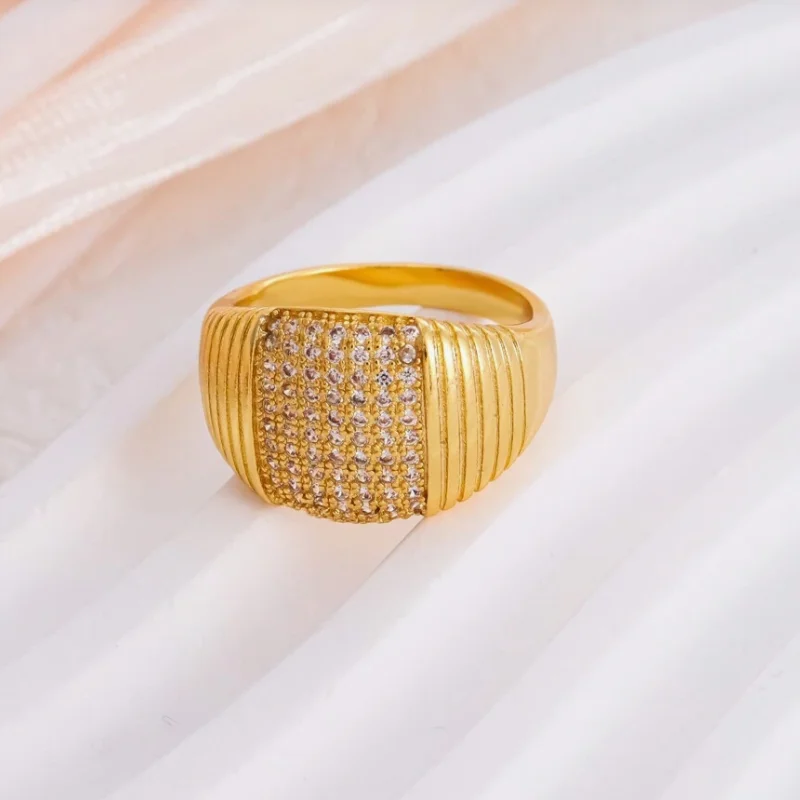 Europe And America Stainless Steel Jewelry Suitable For Women Engagement And Wedding Horizontal Semi-Set Oval Finger Loop Ring