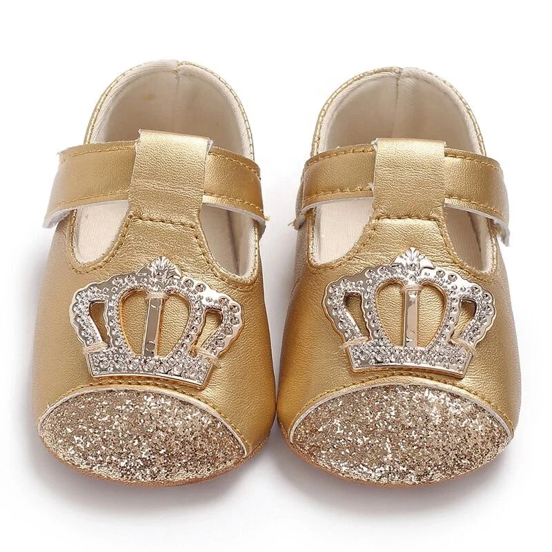 Glitter Crown Princess Wholesale Girls Toddler First Walker Baby Shoes