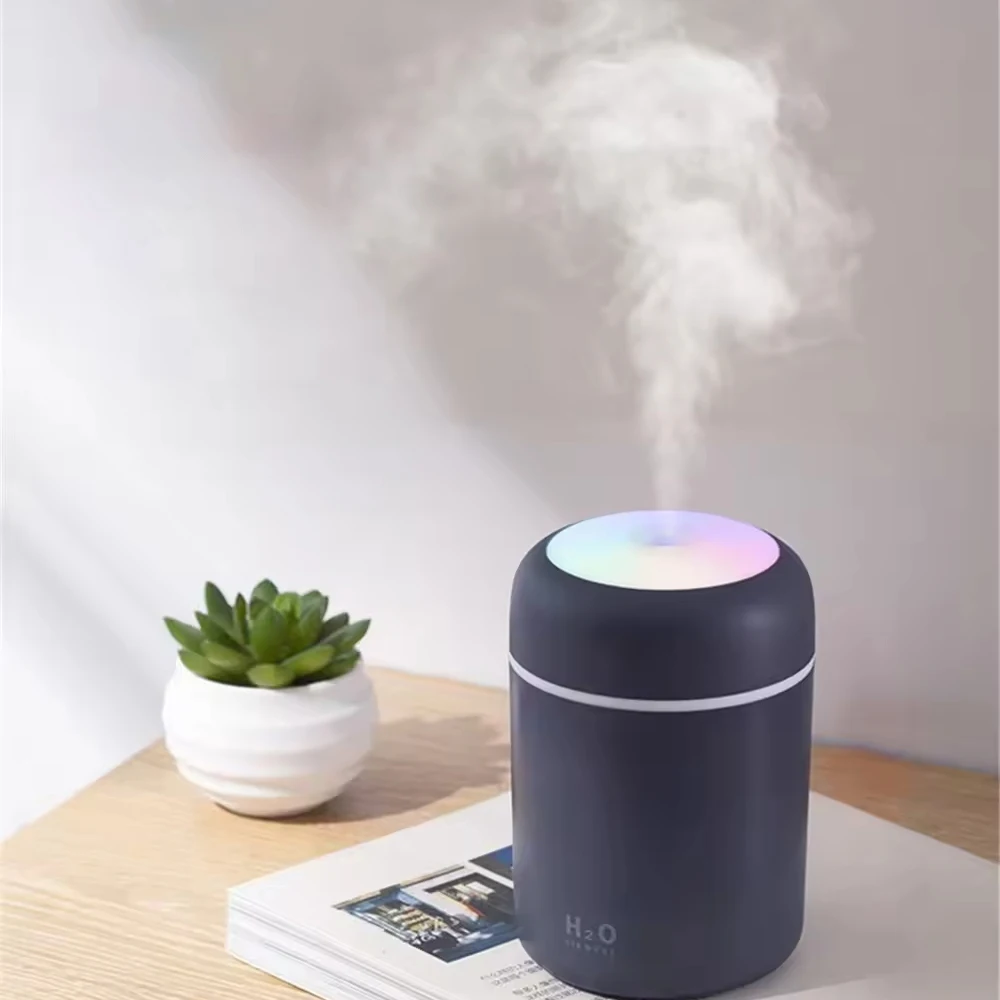 Portable Mini LED light Cup Spray Humidifier 300ml Spray Mist Double Wet Aroma Essential Oil Diffuser h2O Car Air Humidifiers