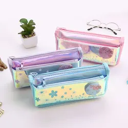 TOPSTHINK Cute flower fabric smooth zipper school pencil bag cool double layer school pencil case for kids