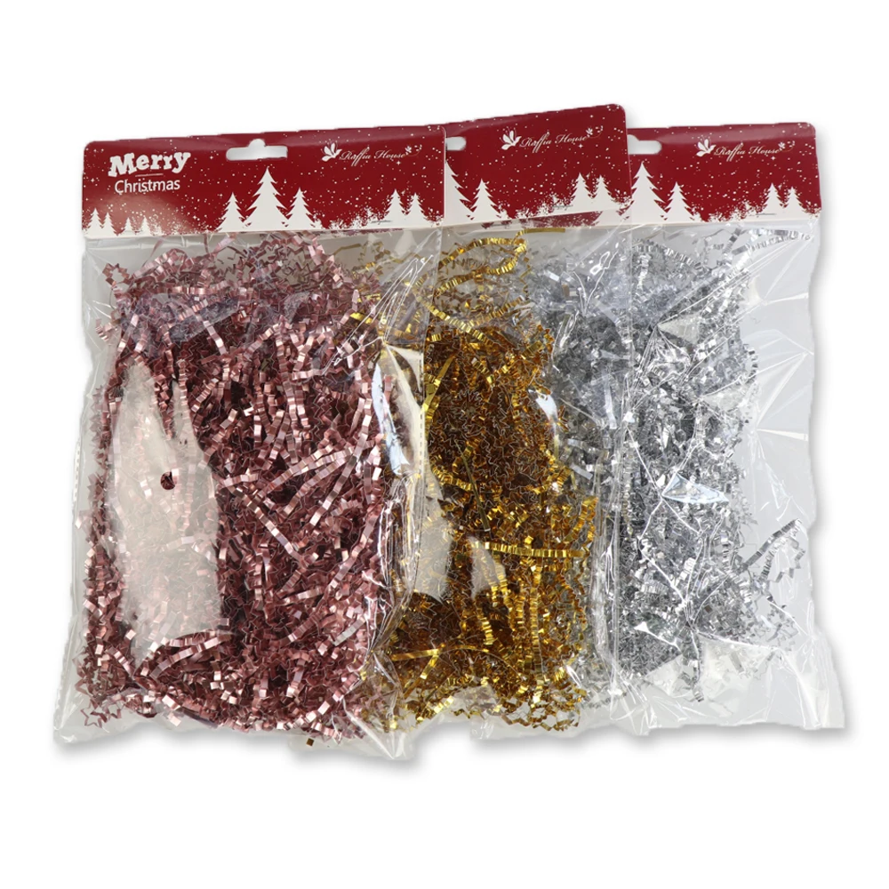 Elsas Christmas metallic Crinkle Shredded Paper mix Iridescent shiny Paper for filler decoration packing gift
