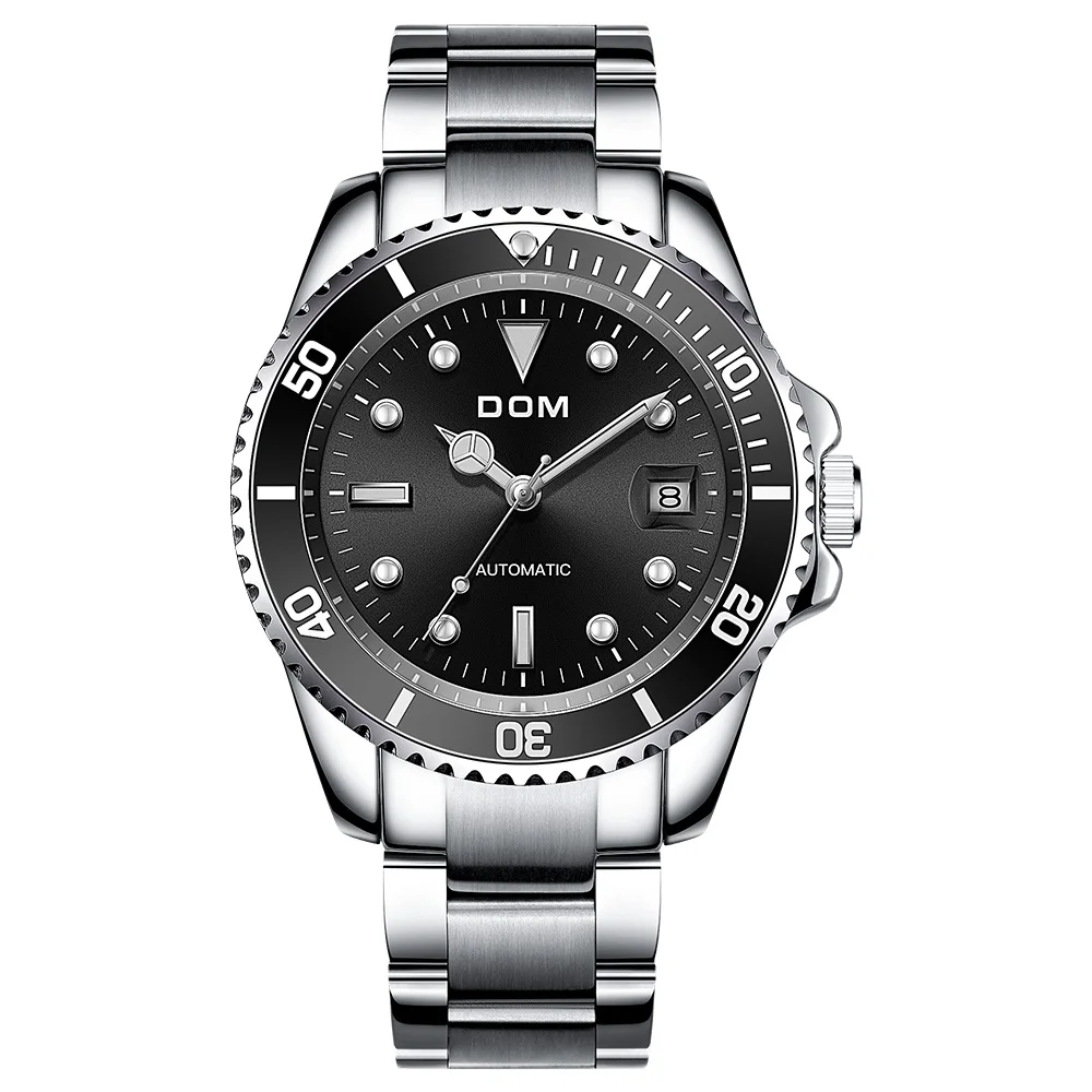 DOM Brand Luxury Men Watches Automatic Green Watch Men Stainless Steel Waterproof Business Sport Mechanical Wristwatch M-1310